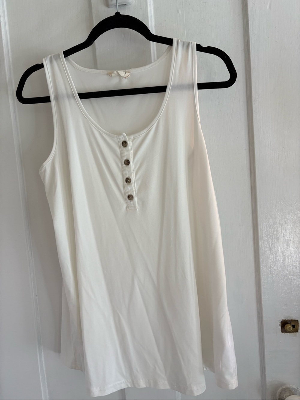 Women's Ivory Henley Tank Top with Button Detail